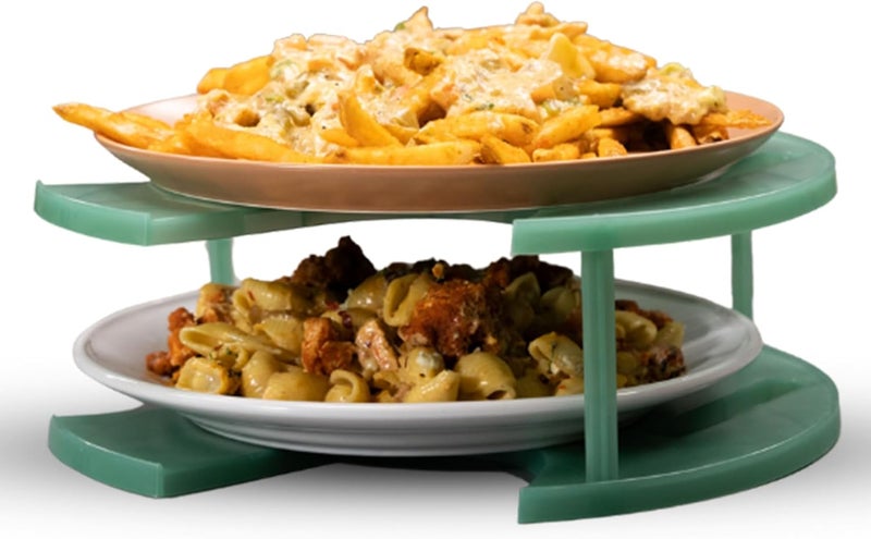 DoubleWave Teal Two Tier Microwave Plate Stacker | Reliable and safe for any day microwave dishes | Perfect food stacker for busy professionals | BPA Free microwave plate holder (Large) - Image 1